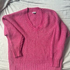 American Eagle Pink Waffle Sweater